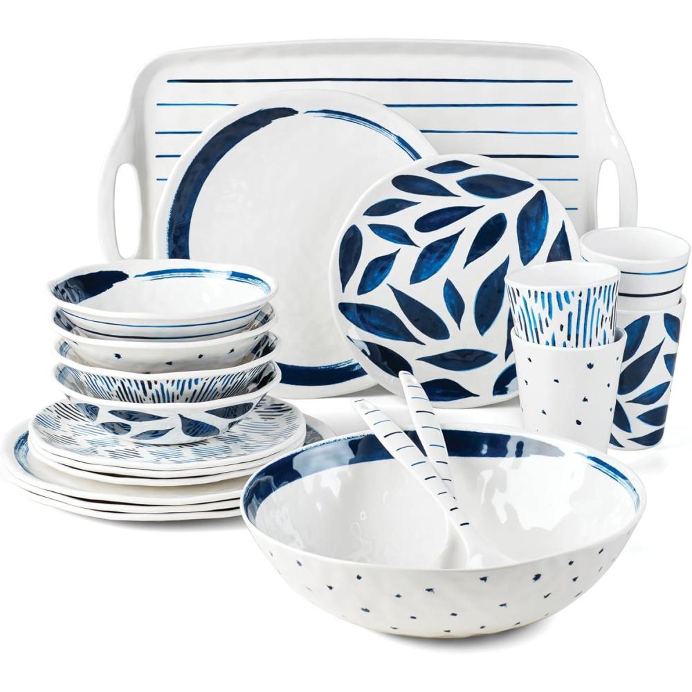 imageLenox 895324 Blue Bay Melamine 20Piece Dinnerware Set Lightweight Melamine Material