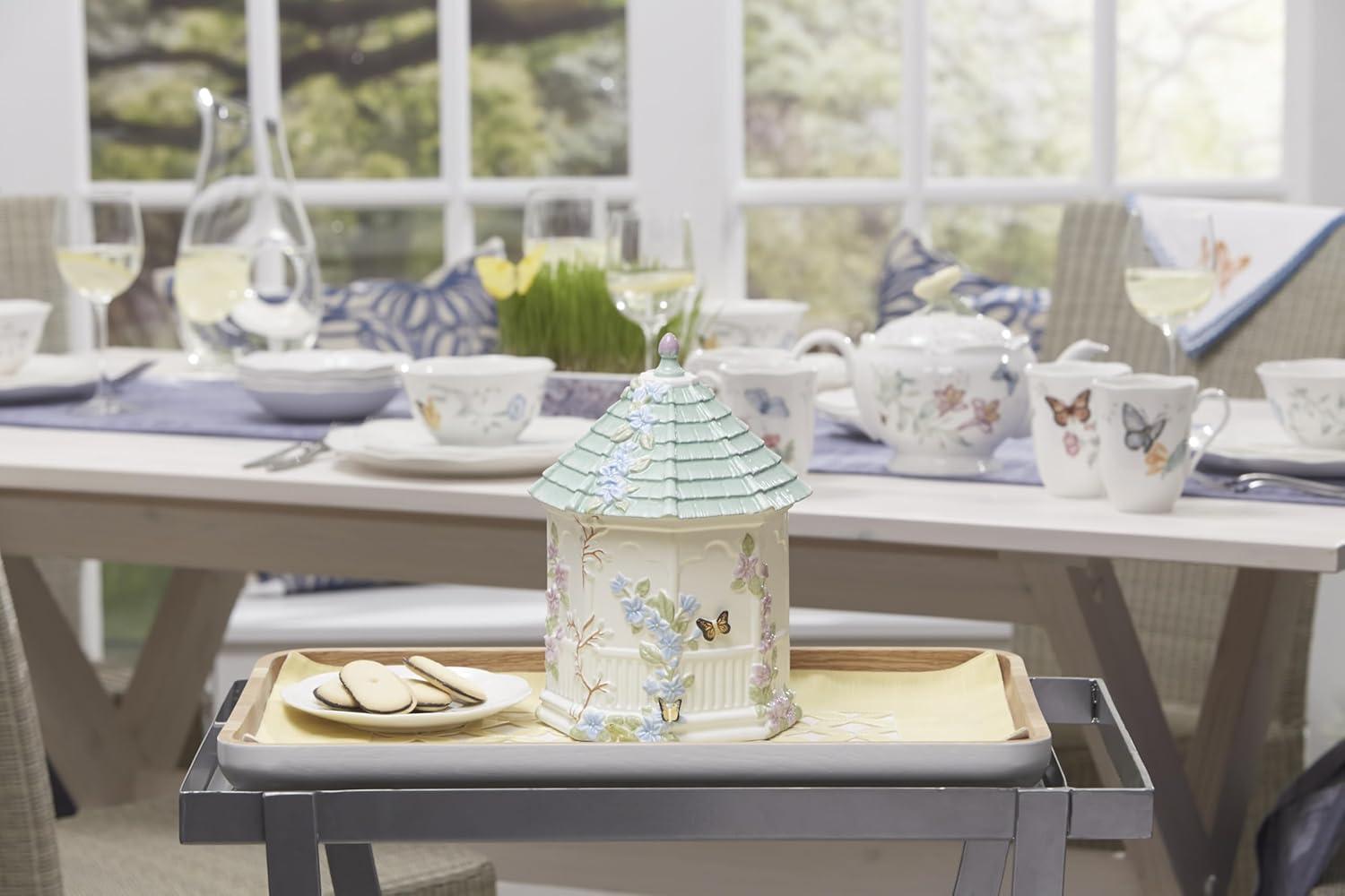 imageLenox Butterfly Meadow Figural Gazebo Cookie Jar 10Inch White