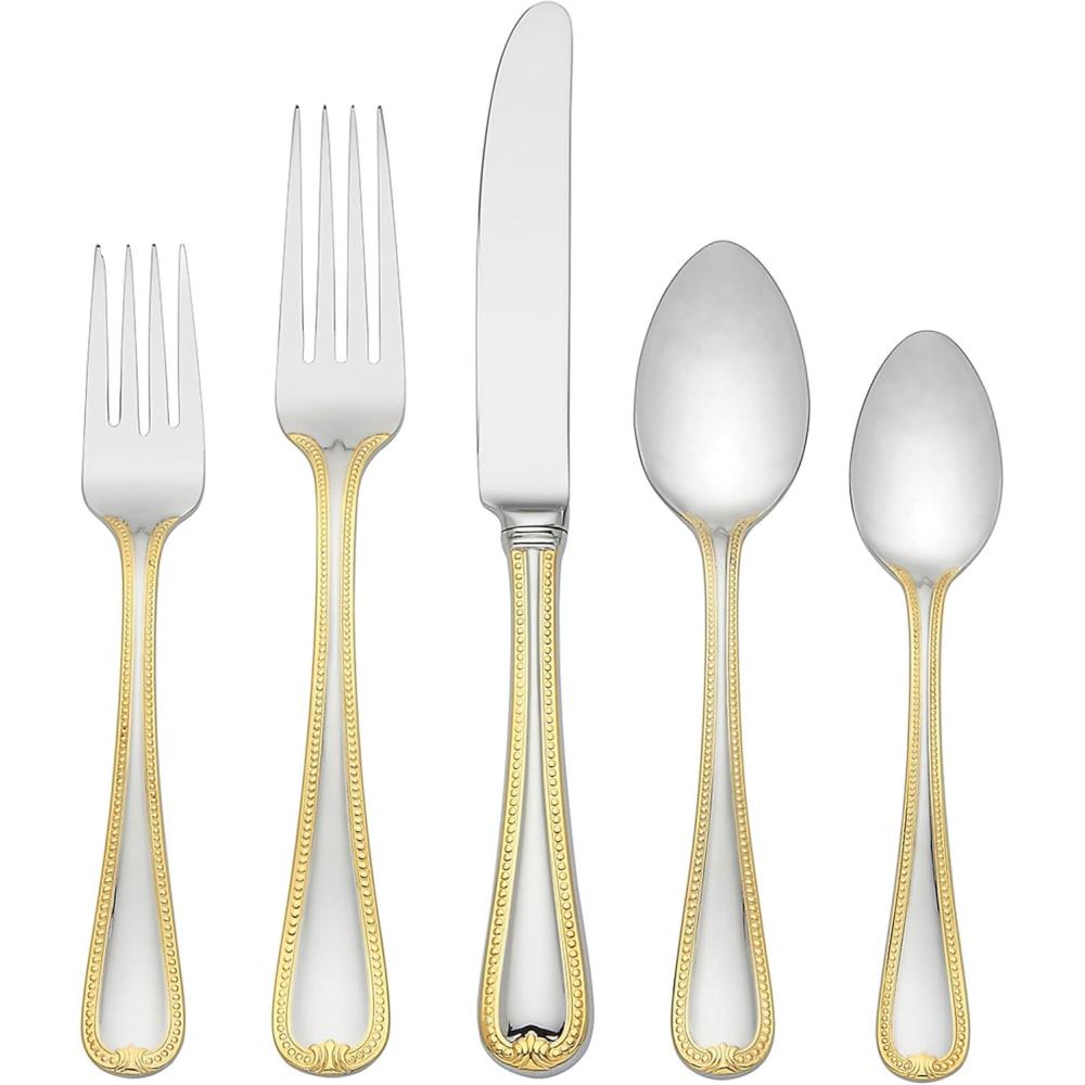 imageLenox 5Piece Vintage Jewel Gold Place Setting Silver 5Piece Set Gold