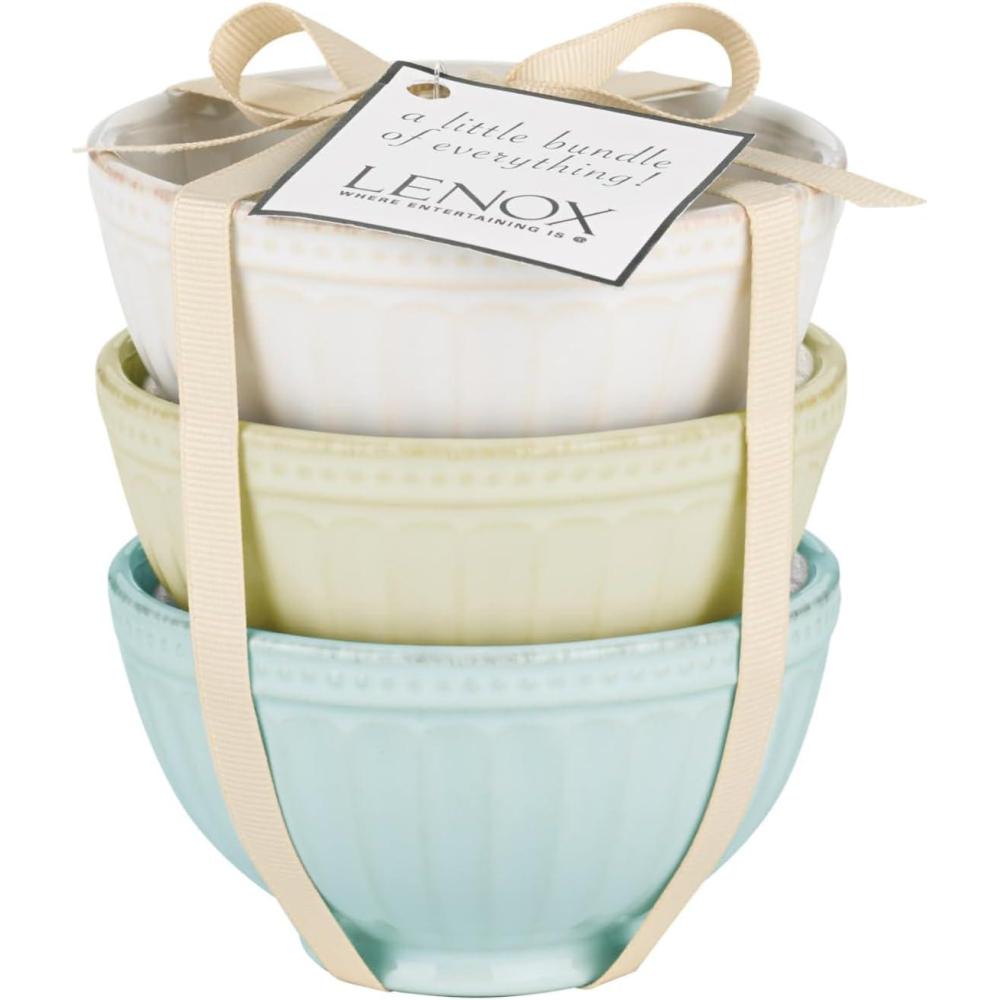 imageLenox 858038 French Perle Groove Assorted Mini 3Pc BowlsMulticolor