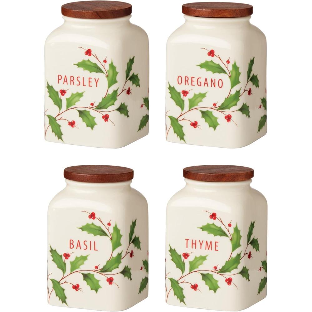 imageLenox 894179 Holiday Train 5Piece Serving Set Christmas DecorSpice Jars Cooking