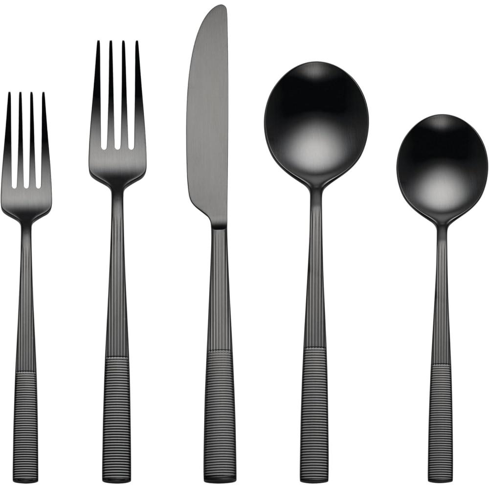 imageLenox 898324 Modulus Satin Black 20Piece Flatware Set