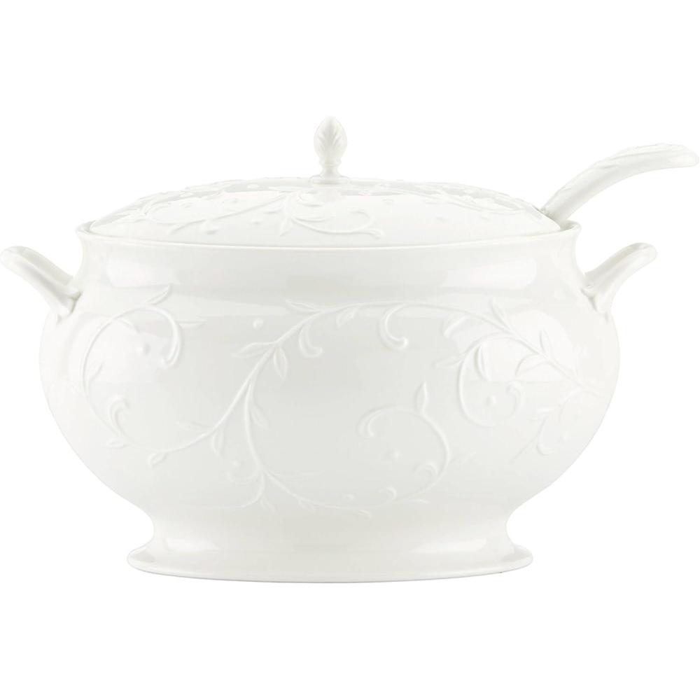 imageLenox Opal Innocence Carved Covered Soup Tureen with Ladle 1014Inch White 152 ounces