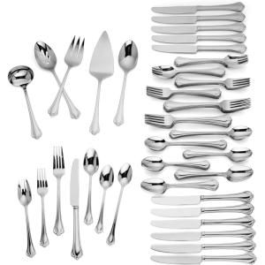 Lenox Bratton 65-Piece Flatware Set, 9.85 LB, Metallic(Alcott)
