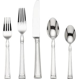 Lenox Bratton 65-Piece Flatware Set, 9.85 LB, Metallic(Esquire)