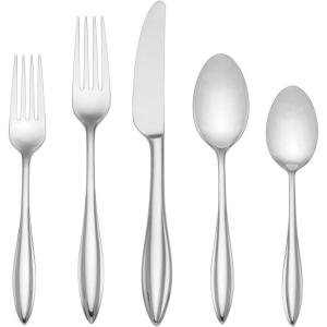 Lenox Bratton 65-Piece Flatware Set, 9.85 LB, Metallic(Sculpt)