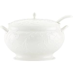 Lenox Opal Innocence Carved Covered Soup Tureen with Ladle, 10-1/4-Inch, White, 152 ounces