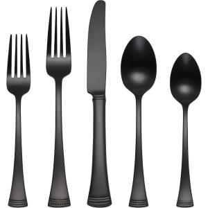Lenox Portola Satin Black Piece Flatware Set, 20 Count, Metallic