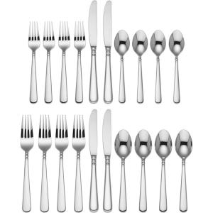 Lenox Silverware Set, Pearl Platinum 20-Piece Flatware Set, Service For 4, 18/10 Stainless Steel, Dishwasher Safe, Knives Spoons And Forks Set, Home And Kitchen Utensils (Silver, 20 Piece)
