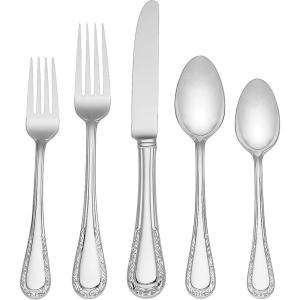 Lenox Venetian Lace 5-Piece Flatware Place Set, 5-Piece Place Setting, Lenox Venetian Lace Flatware,Silver
