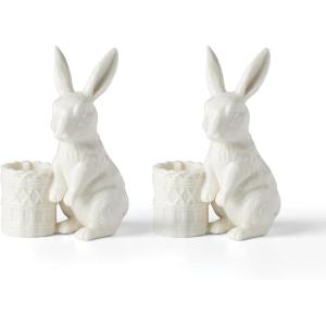 Lenox 897943 Wicker Creek Bunny Candle Holders, Set of 2, Easter Home Decor