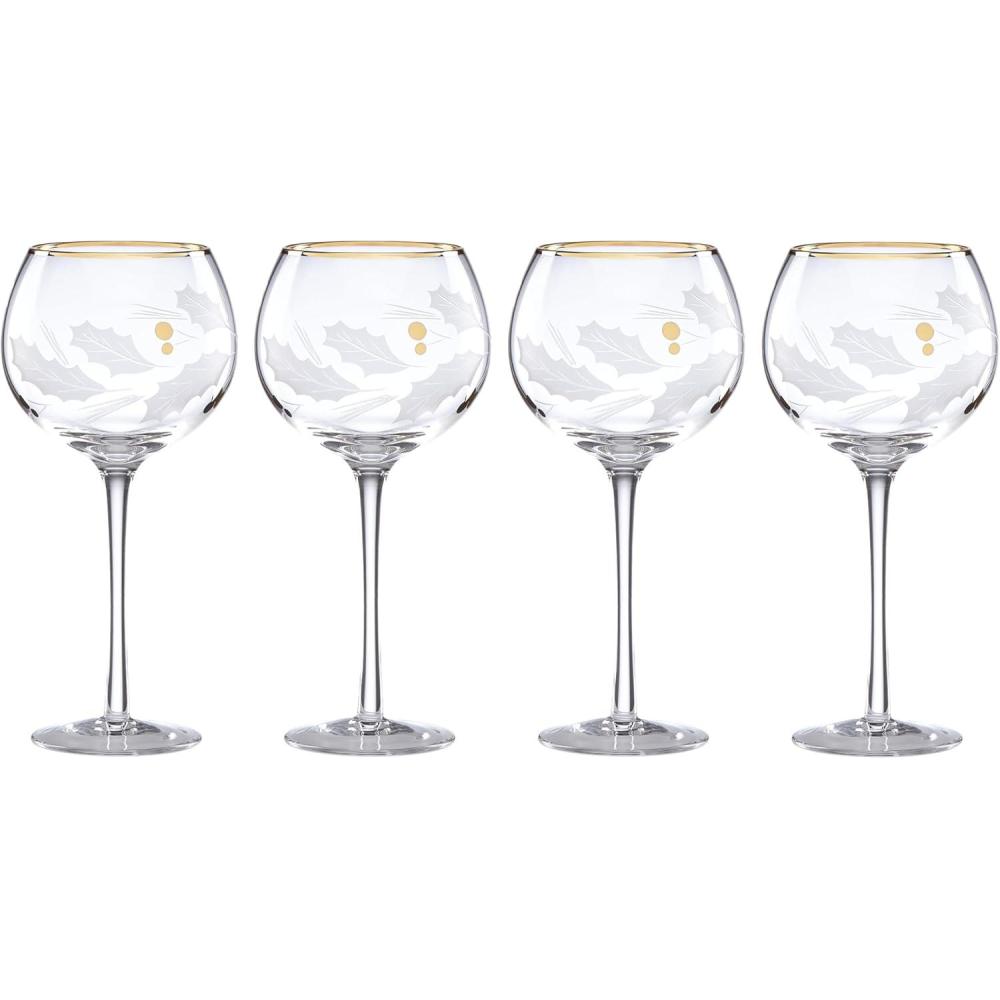 imageLenox 886857 Holiday Gold 4Piece Balloon Glass Set Christmas Dinnerware Hosting