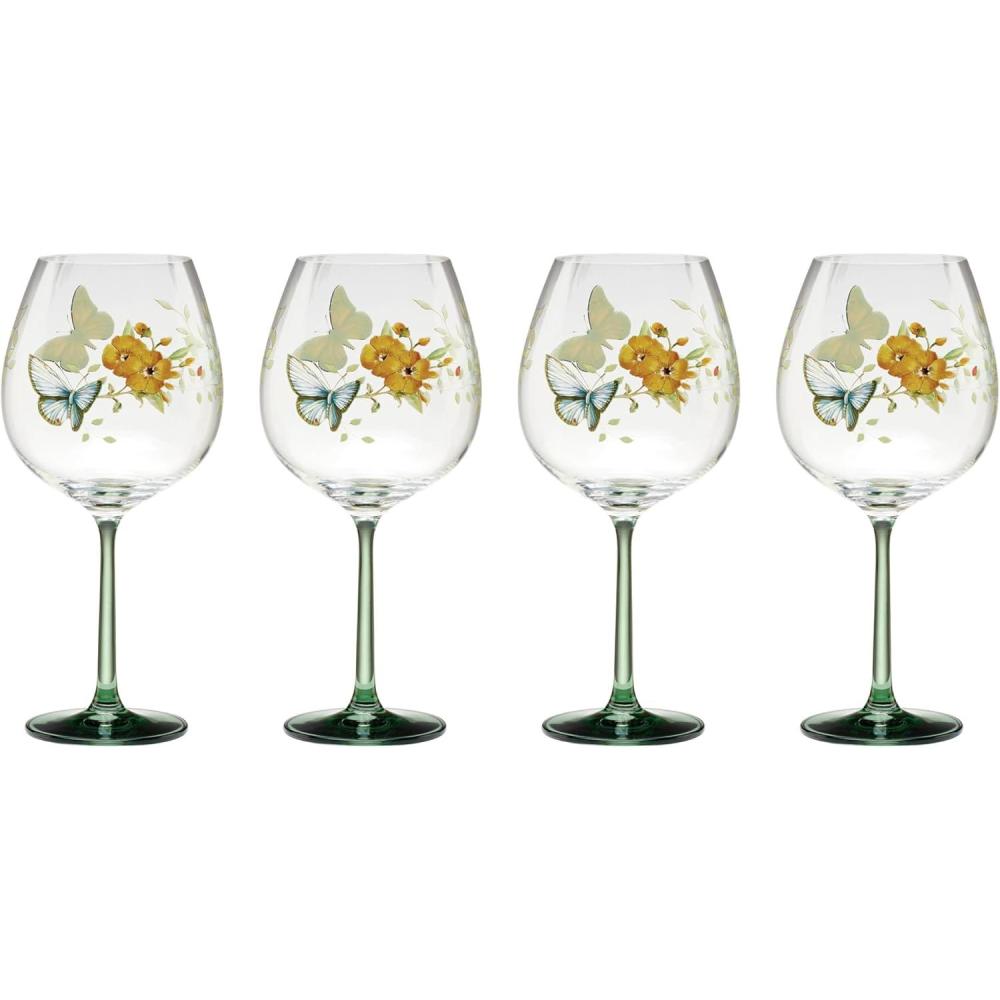 imageLenox 896701 Butterfly Meadow Stemless Wine Glasses Set of 4Balloon Glasses