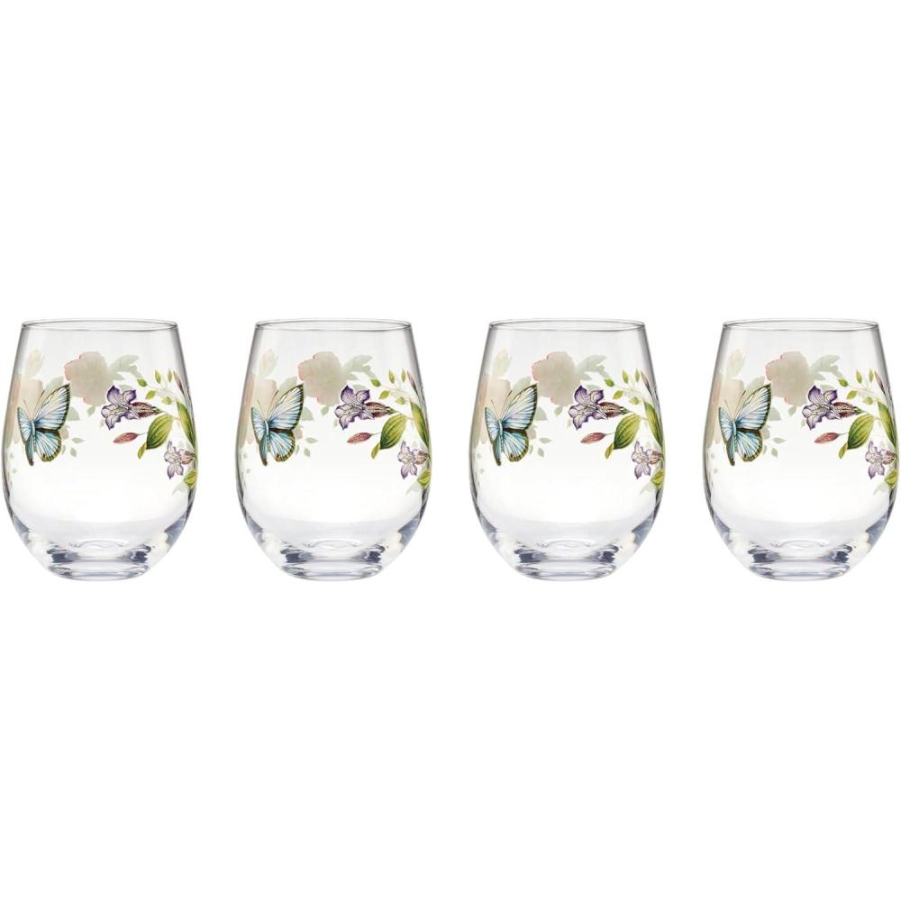 imageLenox 896701 Butterfly Meadow Stemless Wine Glasses Set of 4Stemless Wiine