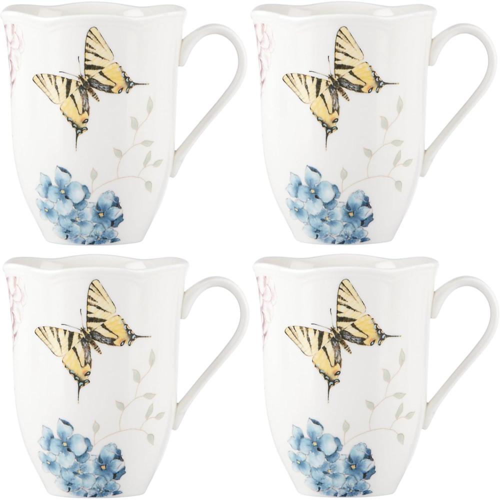 imageLenox Butterfly Meadow Hydrangea 4Piece Porcelain Mug Set 4 Count Pack of 1 Multi12 Ounces Pack of 6
