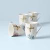 Lenox Butterfly Meadow Hydrangea 4-Piece Porcelain Mug Set, 4 Count (Pack of 1), Multi(12 Ounces)