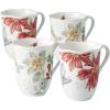 Lenox 884474 Butterfly Meadow Holiday 4-Piece Mug Set, 12 Fl Oz, 3.25 x 4.25-Inch, Christmas Dinnerware, Hosting(Mugs  Set of 4)