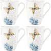 Lenox Butterfly Meadow Hydrangea 4-Piece Porcelain Mug Set, 4 Count (Pack of 1), Multi(12 Ounces)