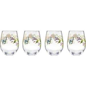 Lenox 896701 Butterfly Meadow Stemless Wine Glasses, Set of 4(Stemless Wiine)