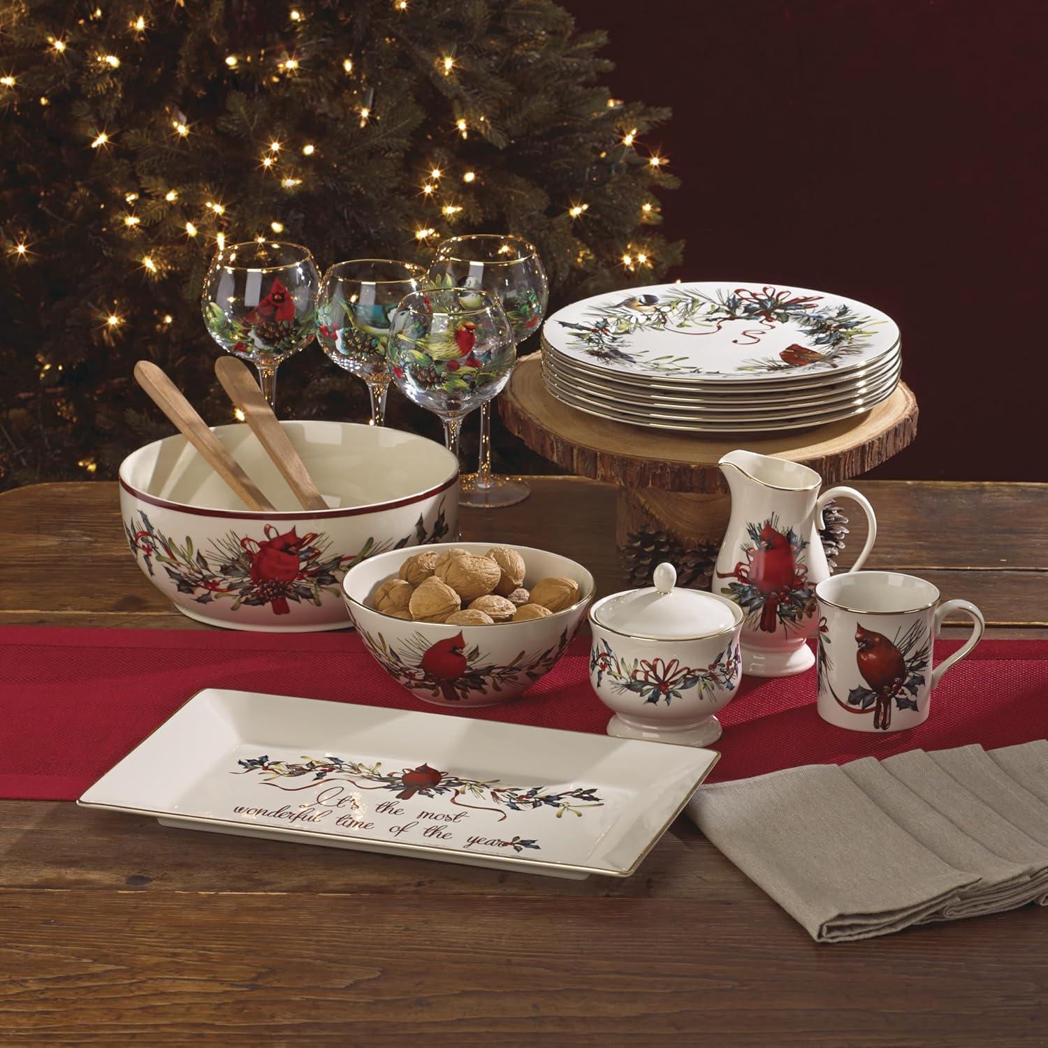 imageLenox 847256 Winter Greetings 7 BowlRed Green Christmas Dinnerware