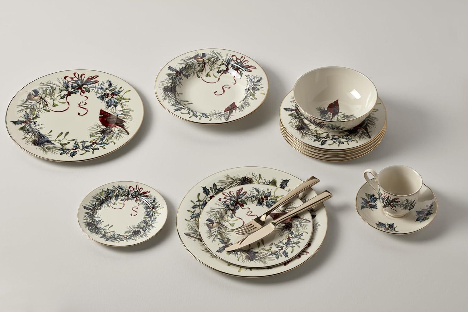 imageLenox 847256 Winter Greetings 7 BowlRed Green Christmas Dinnerware