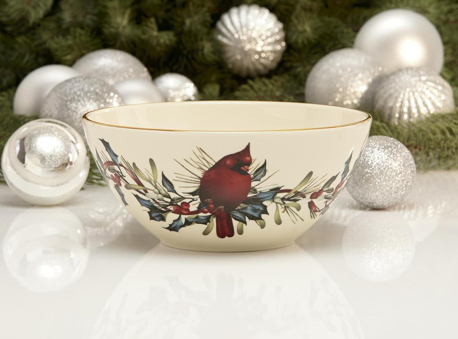 imageLenox 847256 Winter Greetings 7 BowlRed Green Christmas Dinnerware