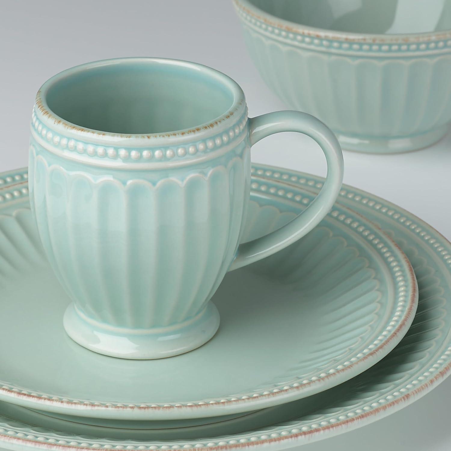 imageLenox 856878 French Perle Groove Ice Blue 4Pc Place Set