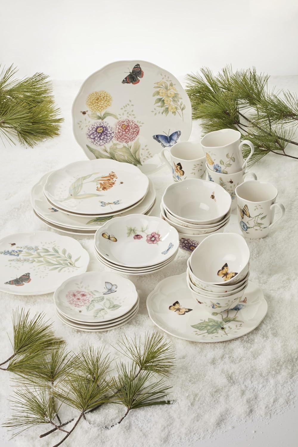 imageLenox 865075 Butterfly Meadow 28Piece Dinnerware Set White