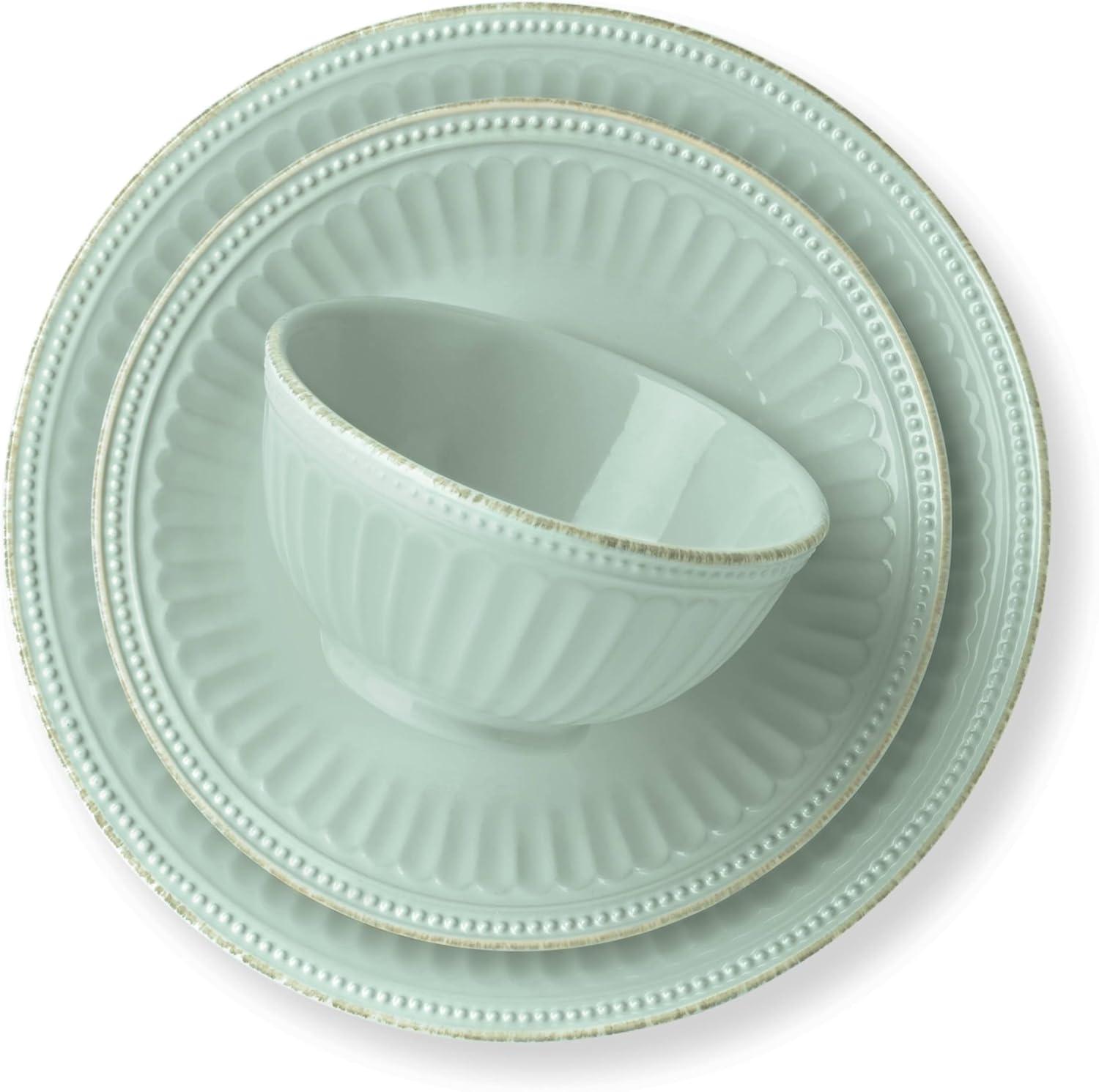 imageLenox 870009 French Perle Groove 12Piece Plate amp Bowl Set BlueBlue