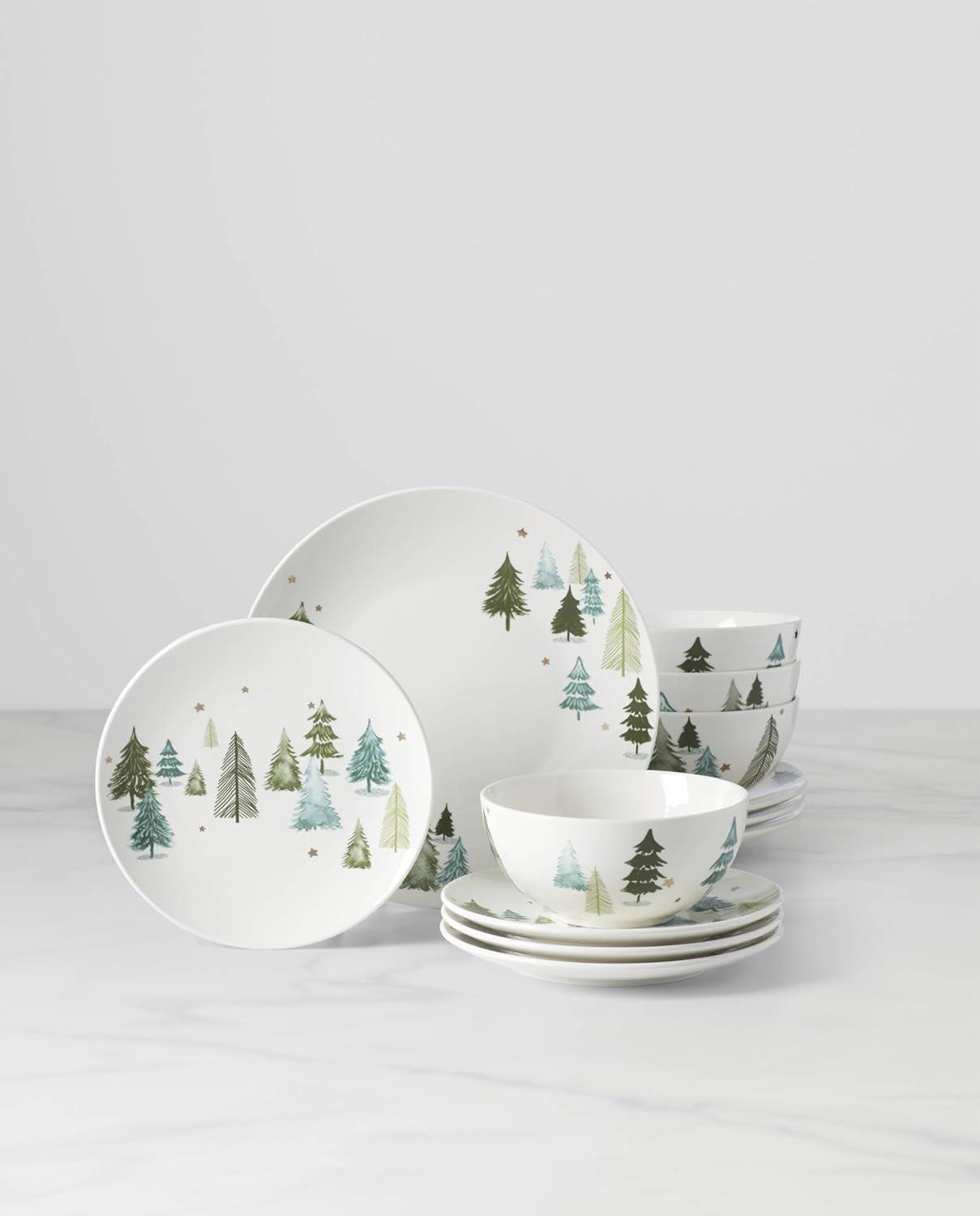 imageLenox 882060 Balsam Lane Serving Turkey Platter Christmas Hosting12Piece Dinnerware Set