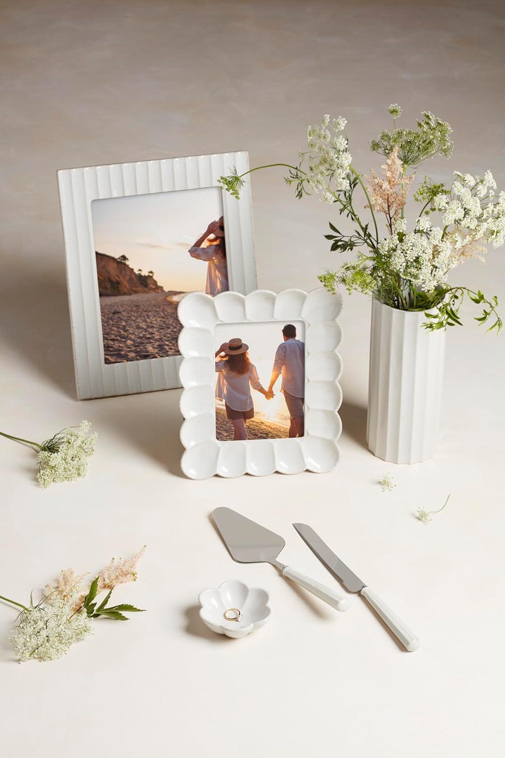 imageLenox 895081 French Perle Scallop Cylinder Vase8x10 Picture Frame