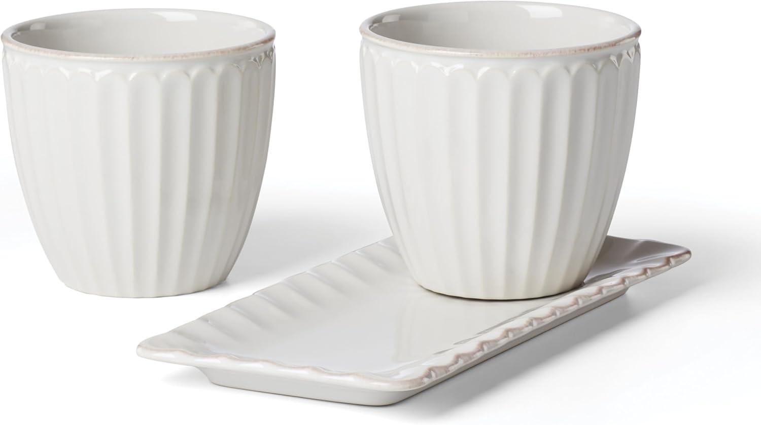 imageLenox 895081 French Perle Scallop Cylinder VaseHerb Pot with Tray