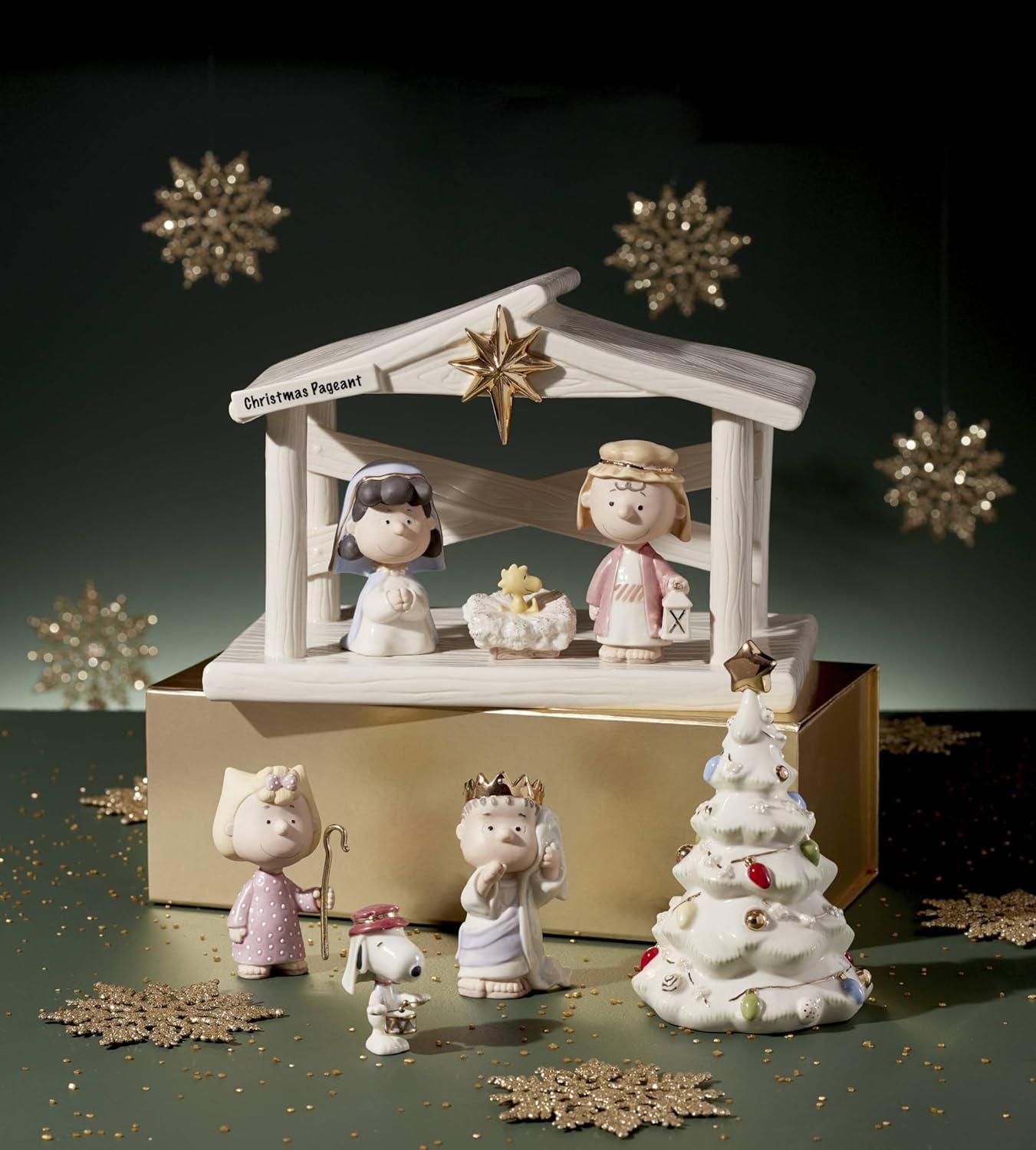 imageLenox 895265 Peanuts The Christmas Pageant amp Creche 8Piece SetNativity Set with Creche