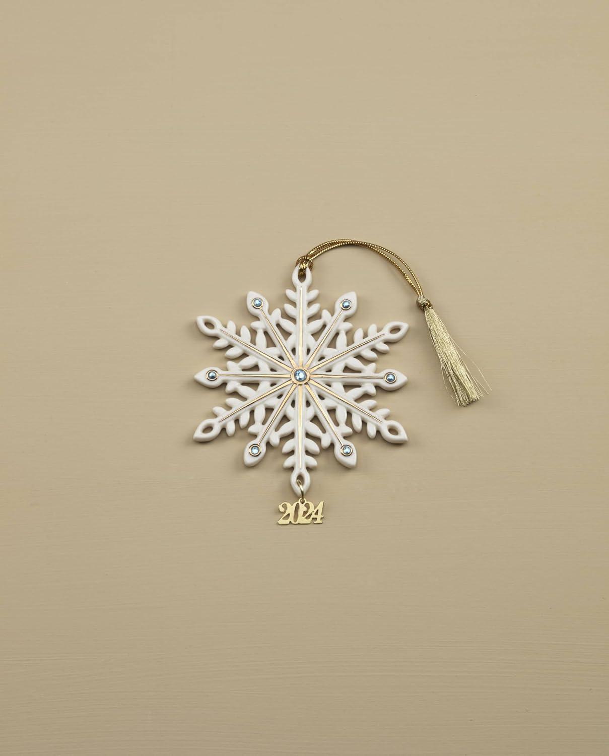 imageLenox 895775 2024 Together Forever Ring Box Ornament ChristmasGemmed Snowflake