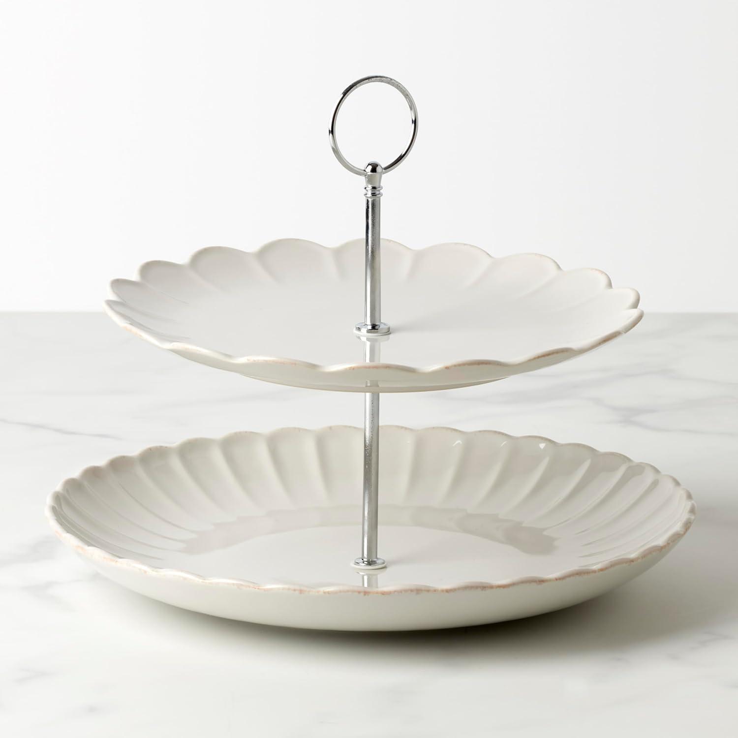 imageLenox 897195 French Perle Scallop White 2Tier Server