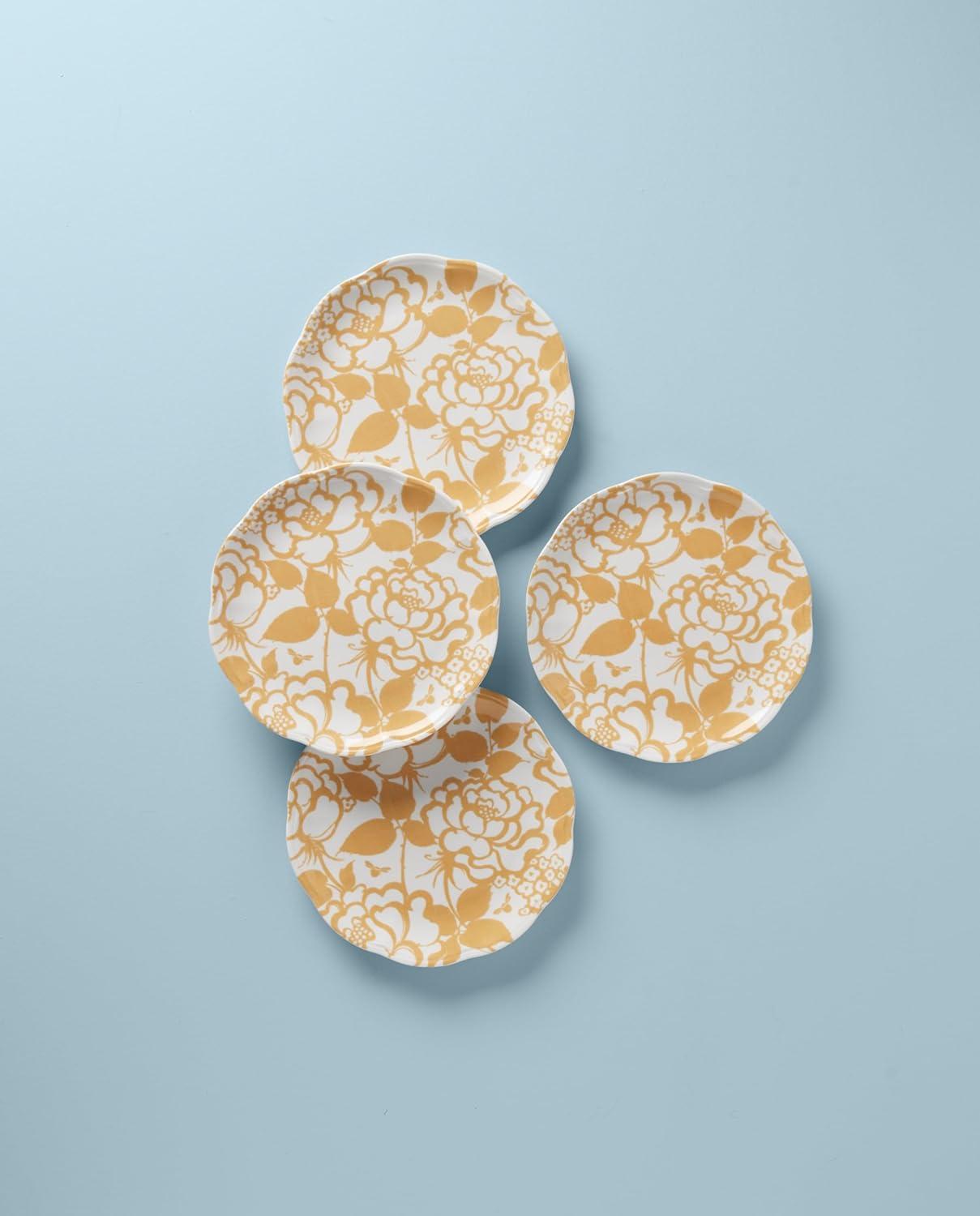 imageLenox Butterfly Meadow Cottage Accent Plates Set of 4 495 LB Goldenrod