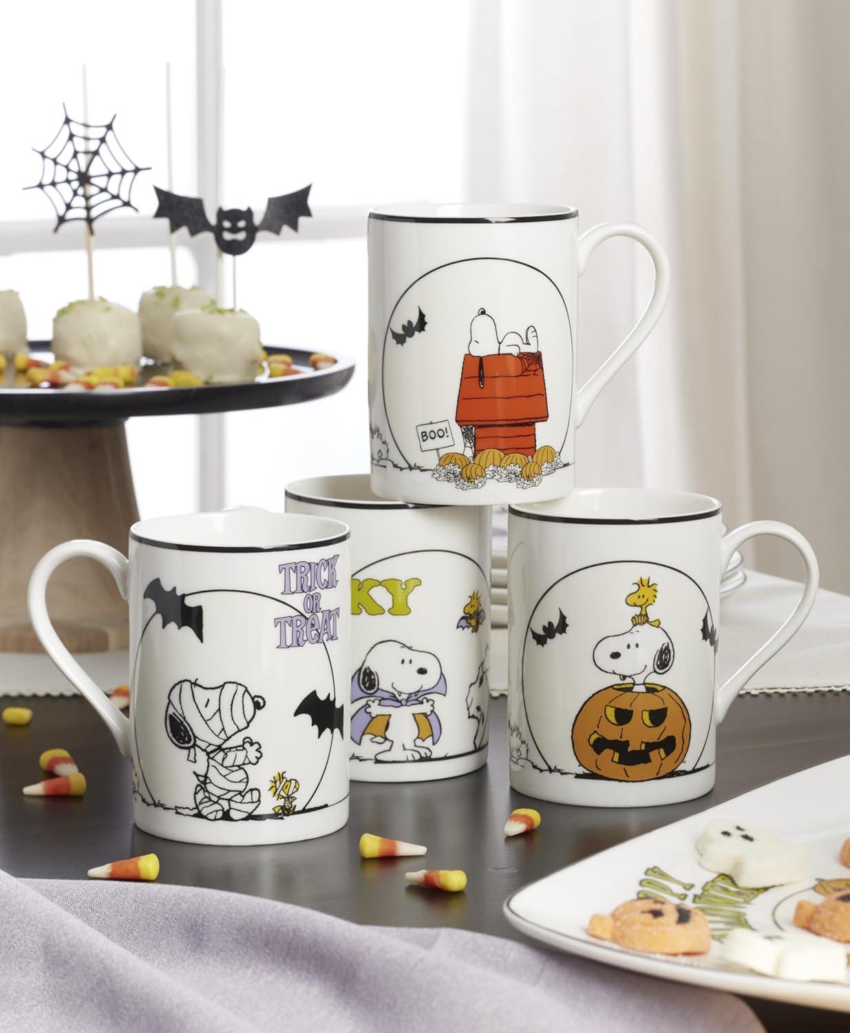 imageLenox Dinnerware Set The Great Pumpkin Accent Plates Assorted Set of 4 Porcelain Plates Halloween Plates Hand Wash Only Spooky Salad and Pasta Plate Halloween Table Decorations 4 PiecesMugs Set of 4