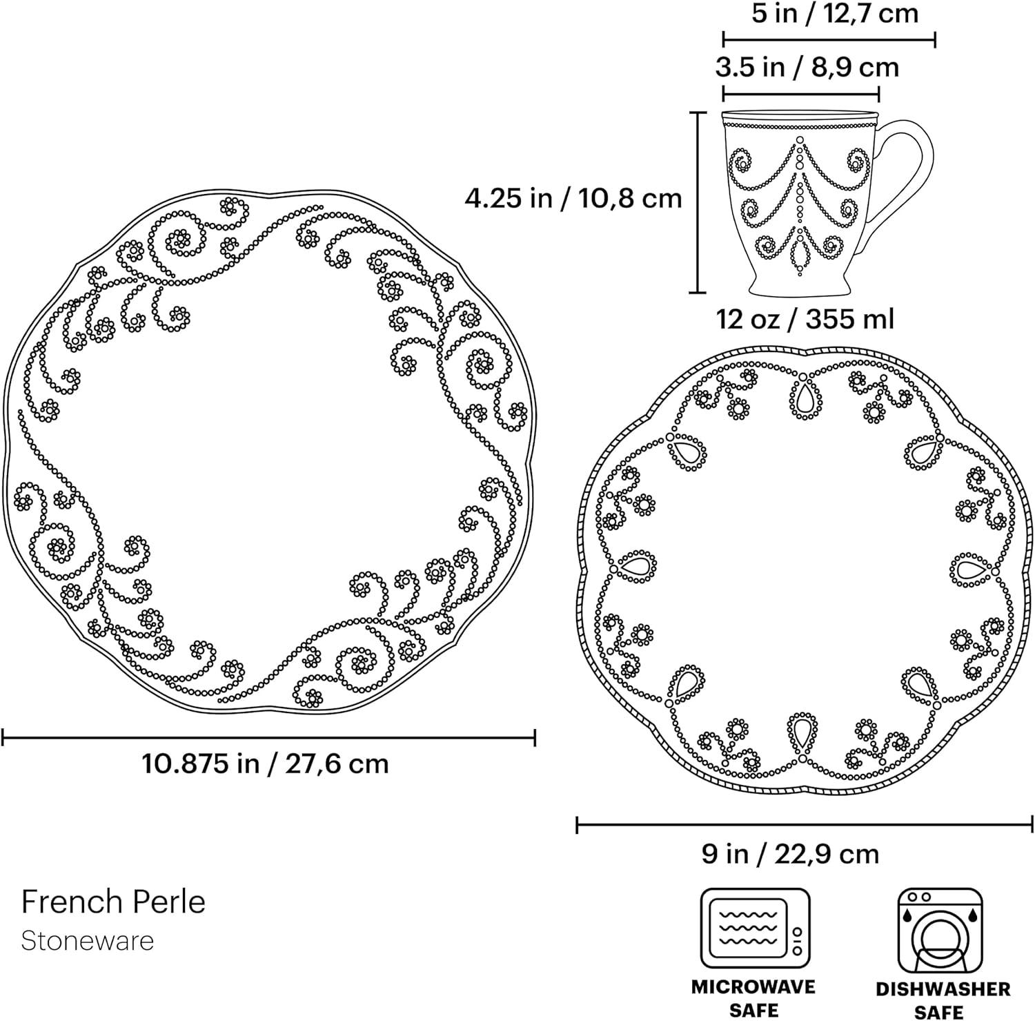 imageLenox French Perle Assorted Plates 75Inch White Set of 4