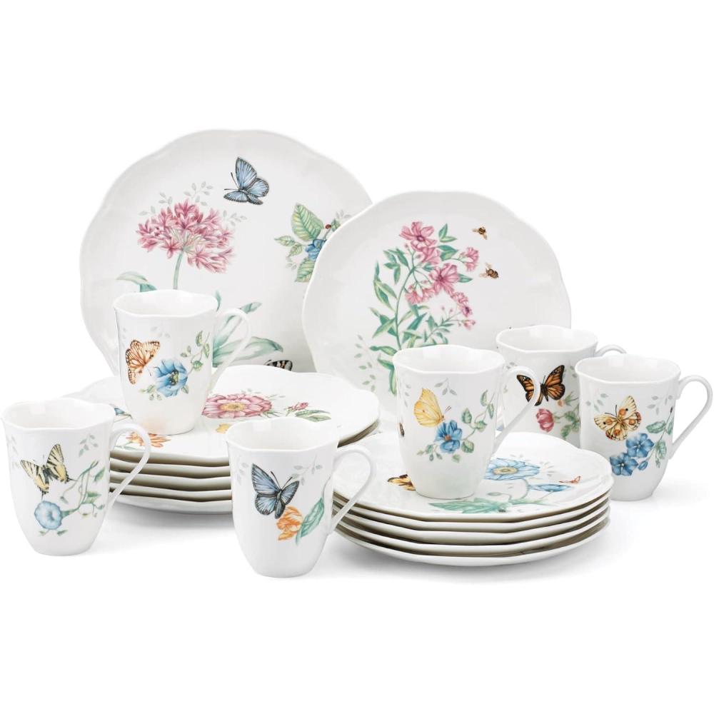 imageLenox 6342794 Lenox Butterfly Meadow 18Piece Dinnerware Set White