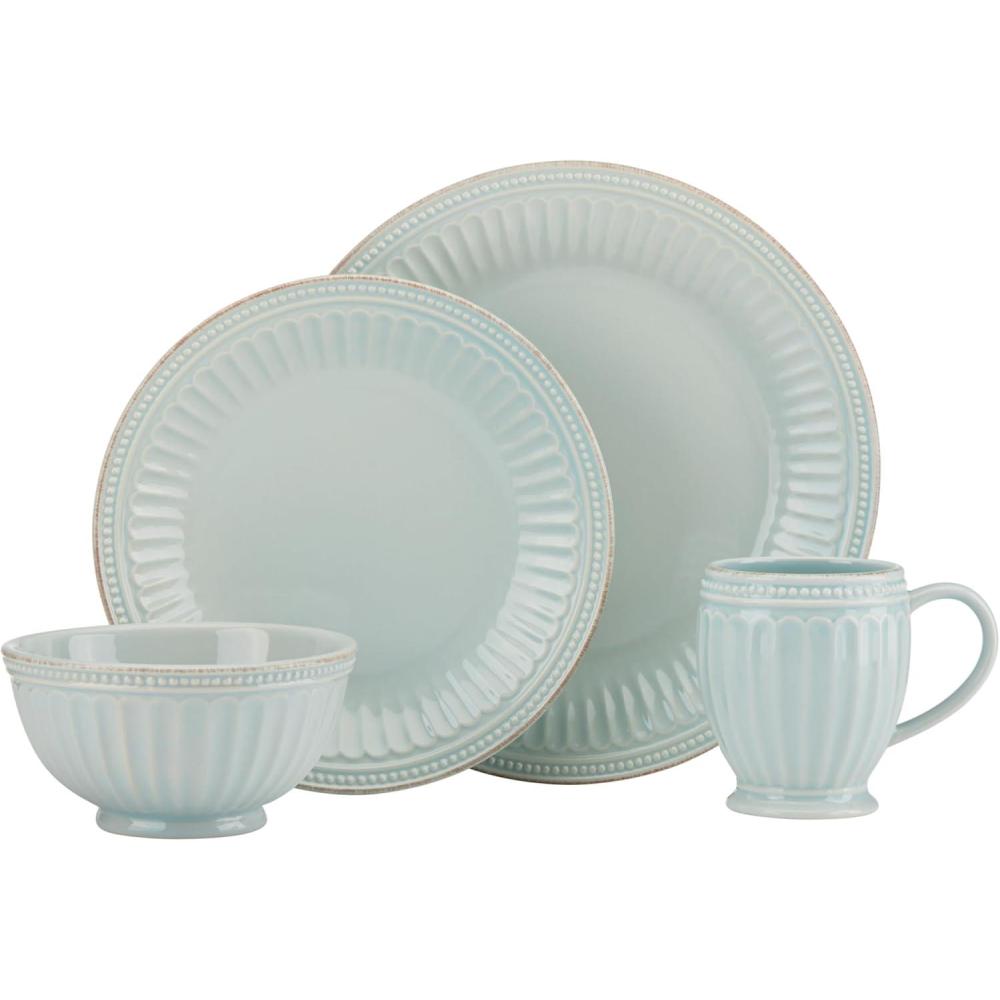imageLenox 856878 French Perle Groove Ice Blue 4Pc Place Set