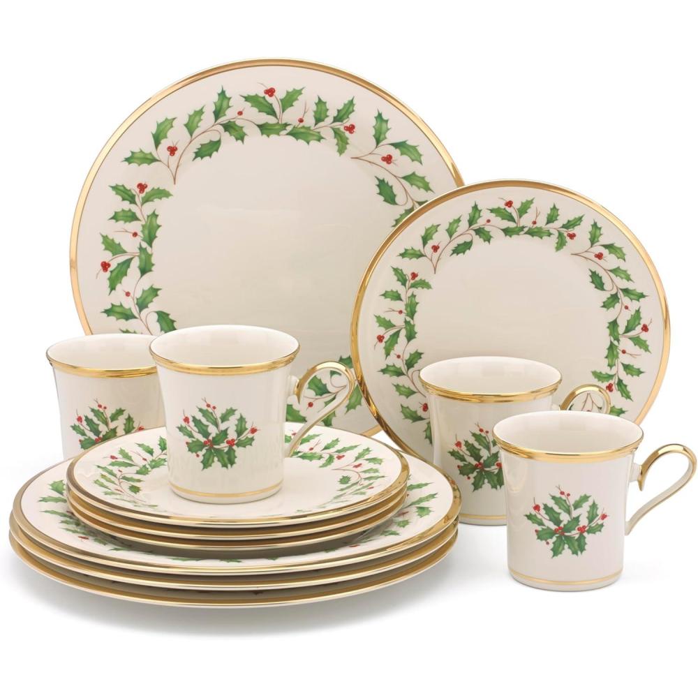 imageLenox 893172 Holiday 12Piece Plate and Bowl Set Christmas Dinnerware Hosting12Piece Dinnerware Set Includes Mugs