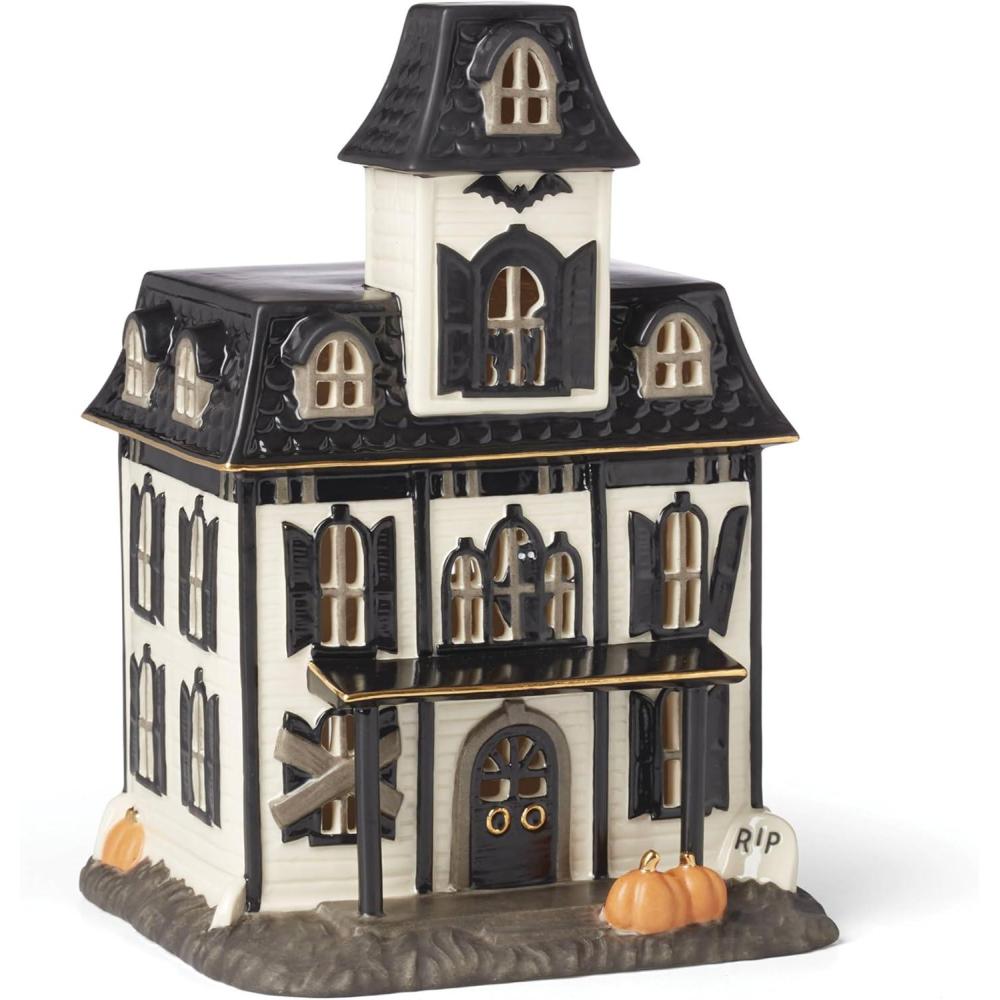 imageLenox Vintage Halloween LightUp House Figurine 925Inch Porcelain Haunted House Halloween Decor Indoor Fall Decor Spooky Indoor Decorations 1 LightUp Figurine 3 AAA Batteries Not Included