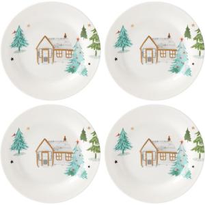 Lenox 882060 Balsam Lane Serving Turkey Platter, Christmas Hosting(Cabin Tidbit Plates  Set of 4)