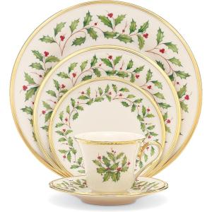 Lenox 893172 Holiday 12-Piece Plate and Bowl Set, Christmas Dinnerware, Hosting(5-Piece Placesetting)