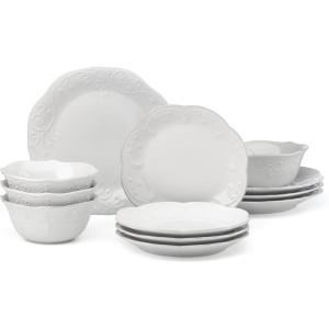 Lenox French Perle 12-Piece Dinnerware Set, White, with Accent Plates