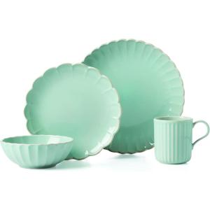 Lenox French Perle Scallop Ice Blue 4Pc Place Setting, 5.55(4-Piece Placesetting  Ice Blue)