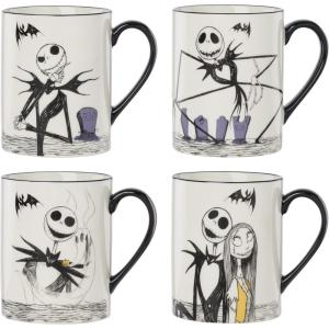 Lenox Nightmare Before Christmas Holiday Decorations Coffee Mugs – 16 oz Set of 4, Porcelain Drinkware, Jack Skellington, Microwave & Dishwasher Safe