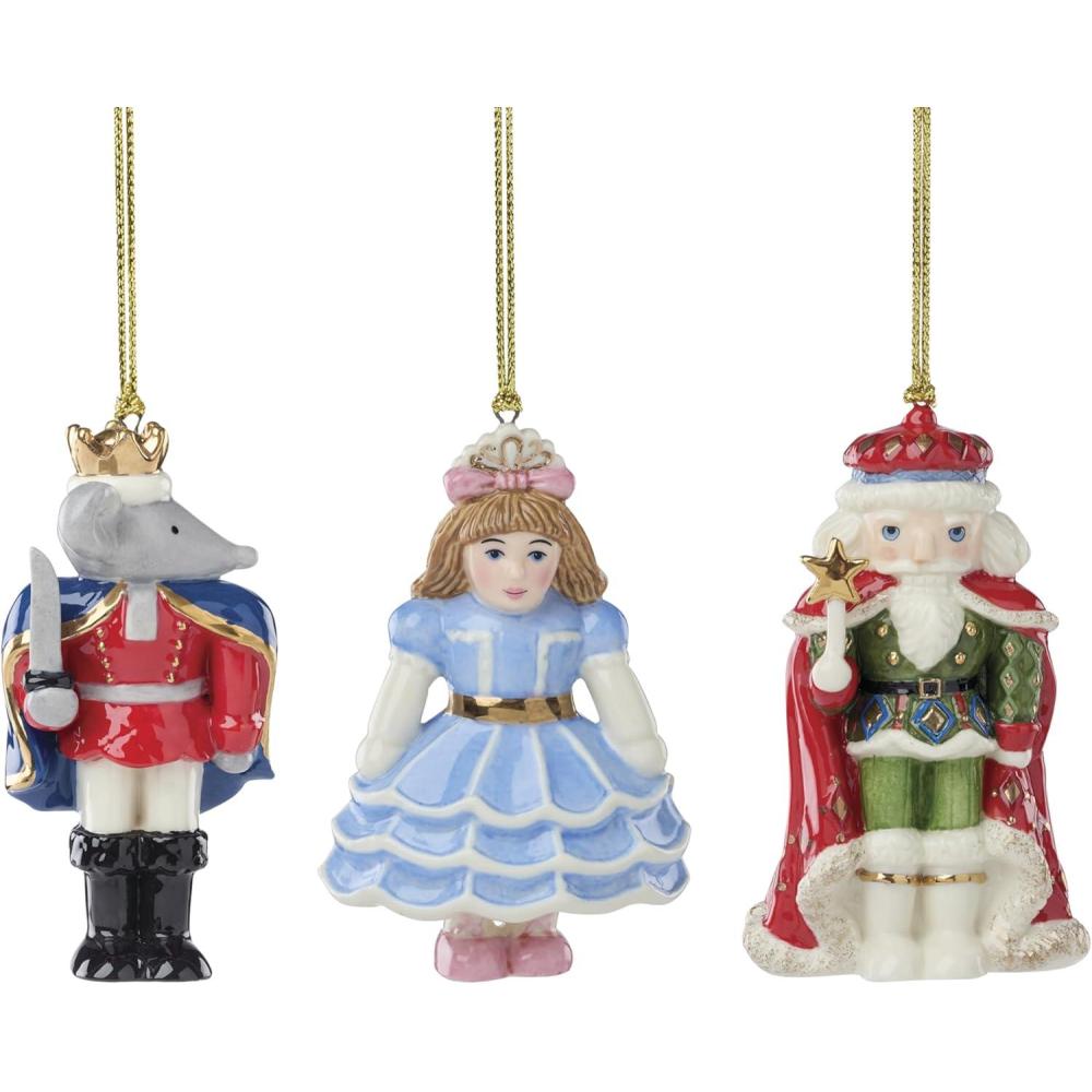 imageLenox 898185 Nutcracker Ballet 3Piece Ornament Set Christmas Holiday Decorations
