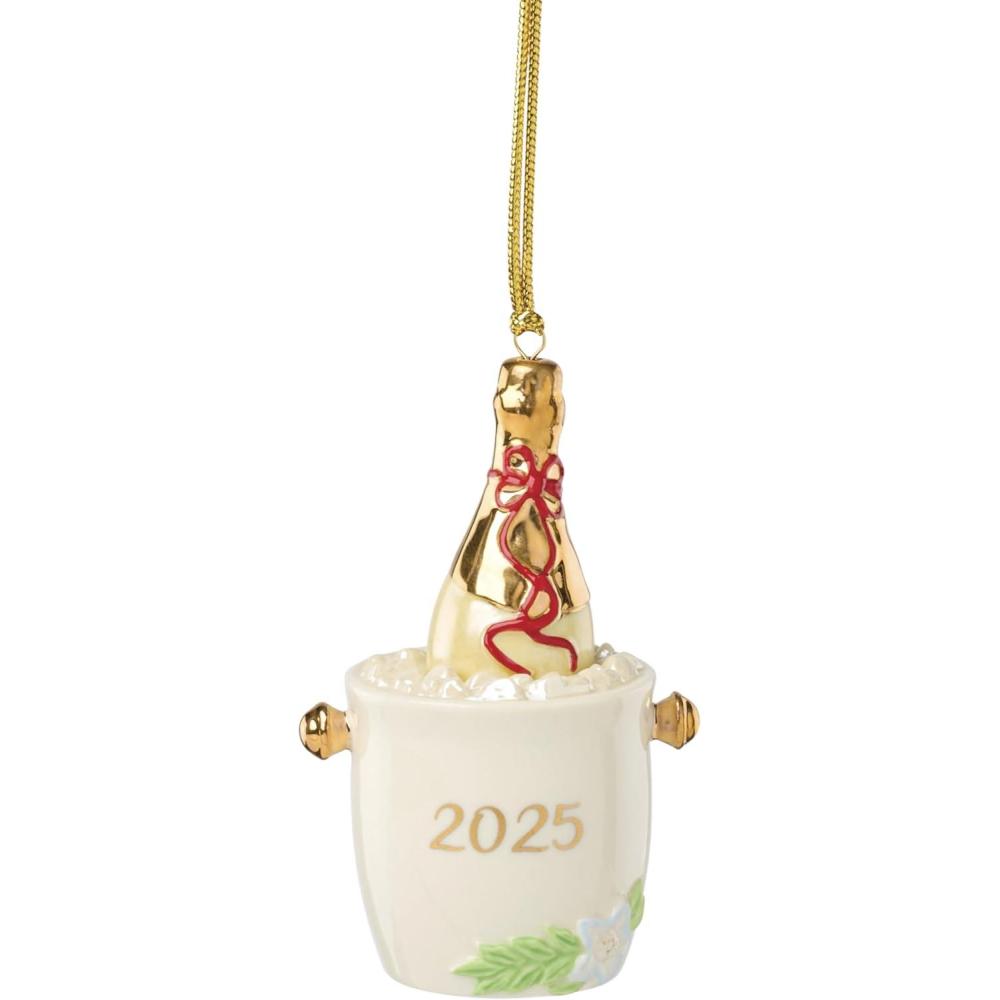 imageLenox Ornaments 2025 Babys 1st Christmas Rudolph Ornament Silverplated Metal and Resin Red Ribbon for Tree Decoration Christmas Decorations Winter Tree Ornaments Rudolph Design 1 PieceChampagne Bucket