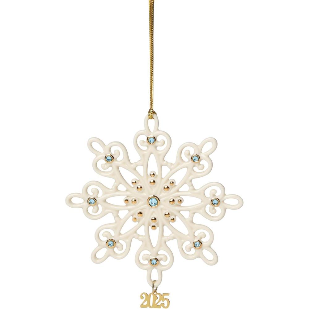 imageLenox Ornaments 2025 Babys 1st Christmas Rudolph Ornament Silverplated Metal and Resin Red Ribbon for Tree Decoration Christmas Decorations Winter Tree Ornaments Rudolph Design 1 PieceGemmed Snowflake